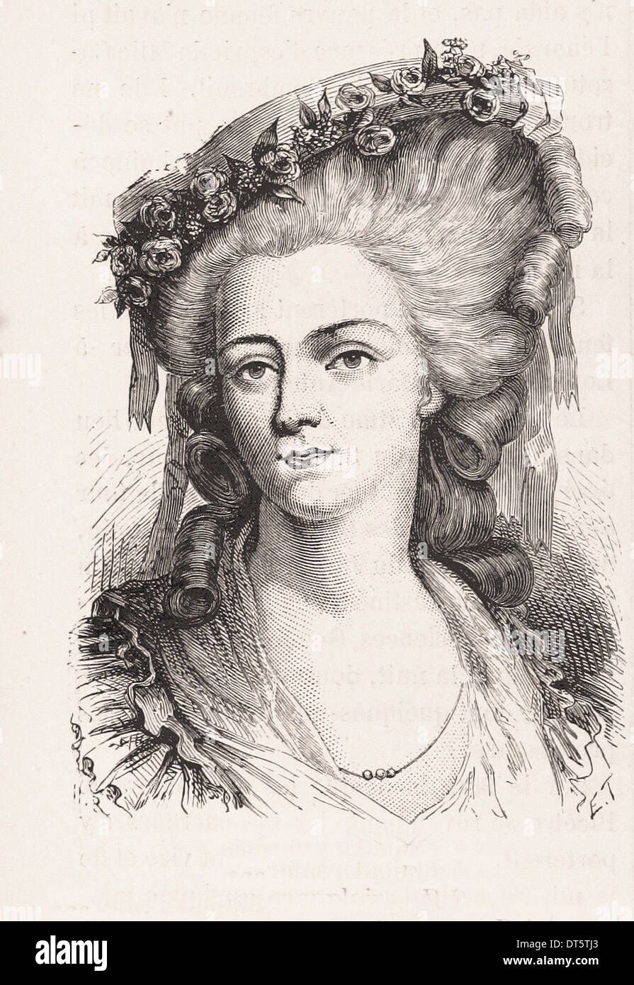 Portrait of Madame de Lamballe French engraving XIX th century Stock