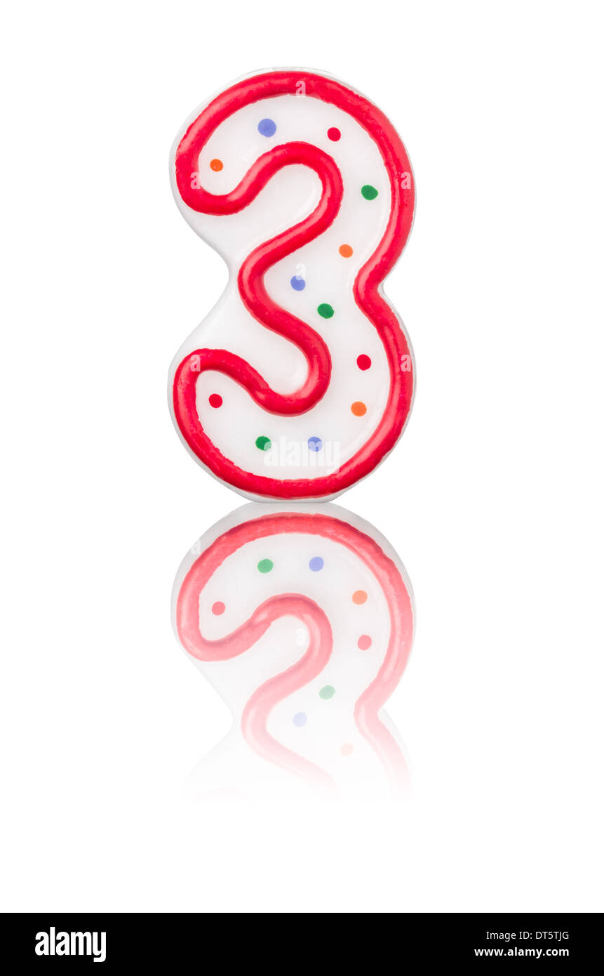 Red number 3 with reflection Stock Photo - Alamy