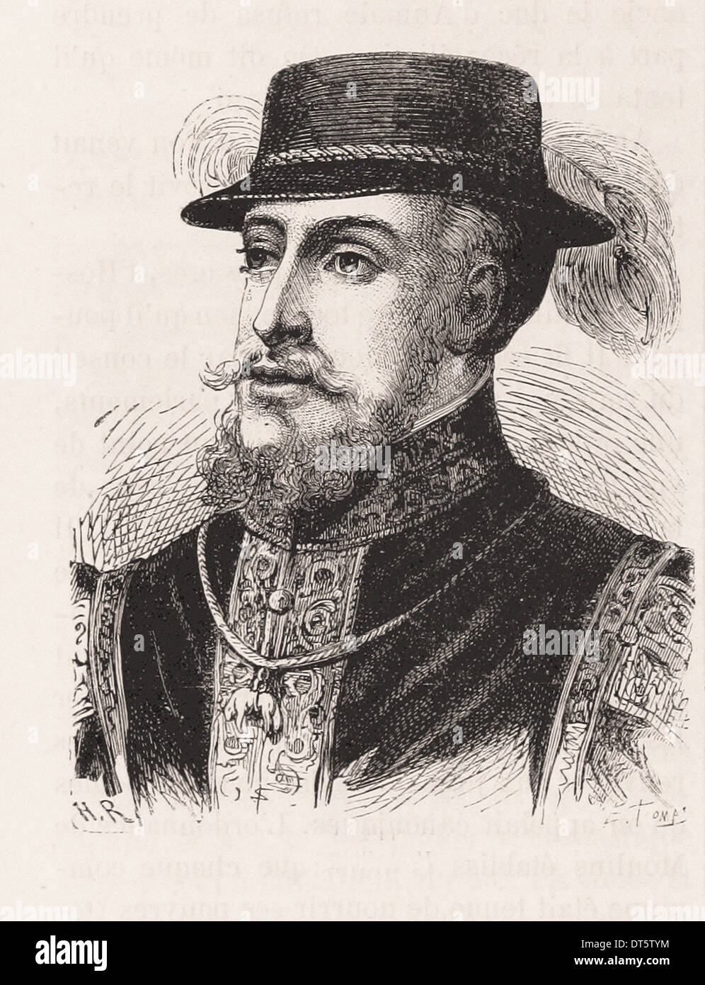 Portrait of Philip II - French engraving XIX th century Stock Photo