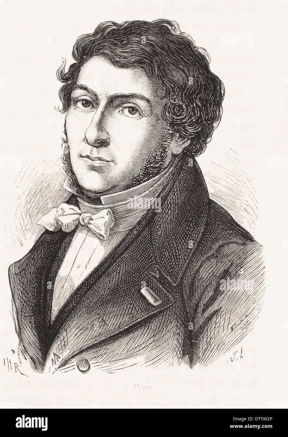 Portrait of Jean-François Champollion - French engraving XIX th century  Stock Photo - Alamy