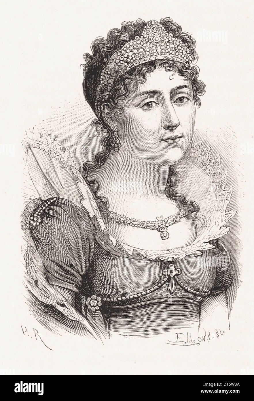 Portrait of Joséphine de Beauharnais - French engraving XIX th century Stock Photo