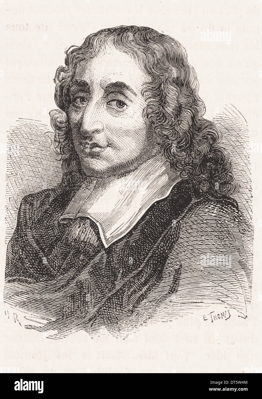 Portrait of Blaise Pascal - French engraving XIX th century Stock Photo