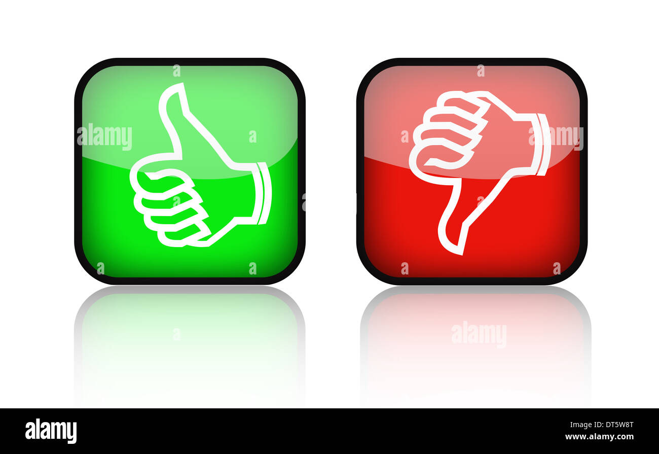 thumbs up and down buttons Stock Photo