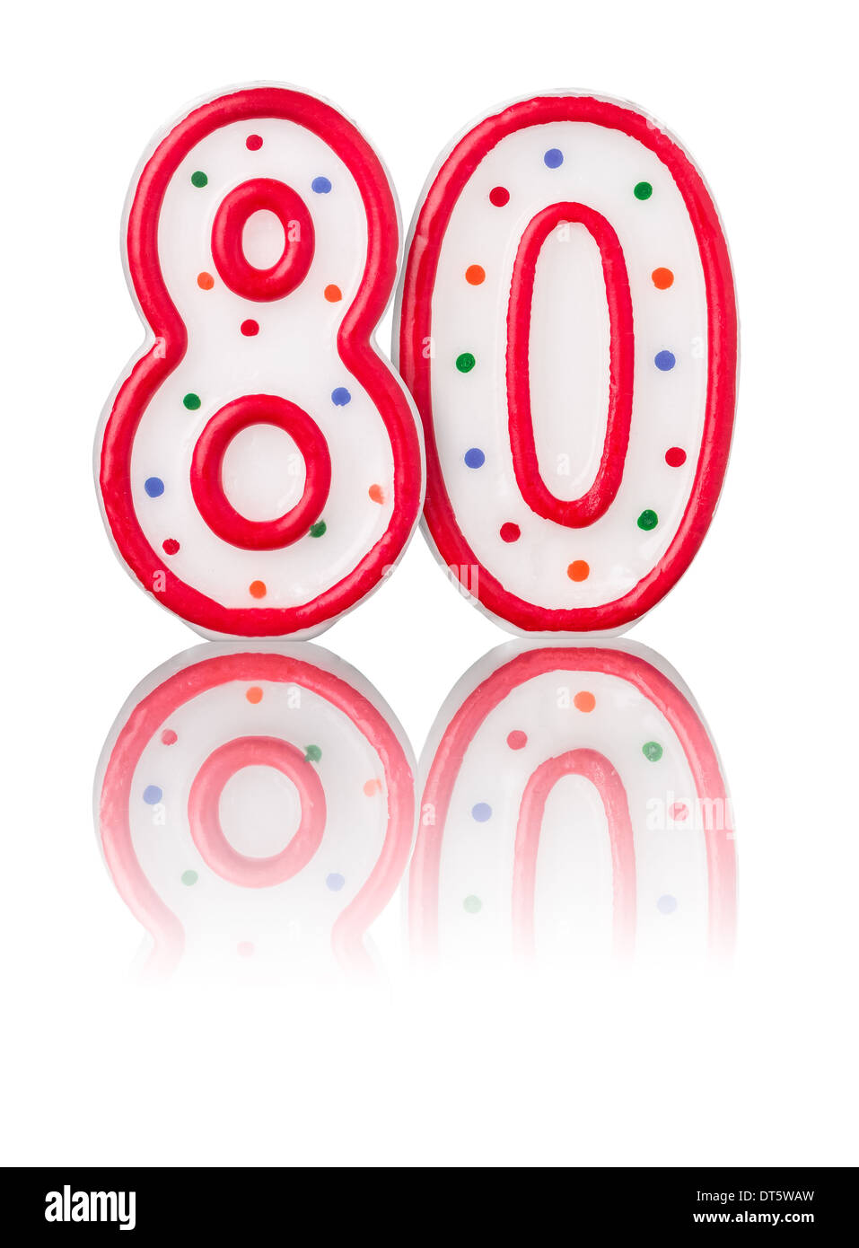 Red number 80 with reflection Stock Photo