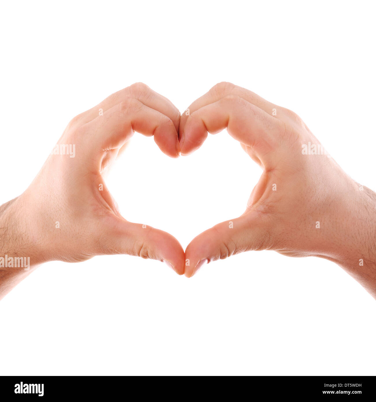 Male hands isolated on white with heart symbol Stock Photo - Alamy