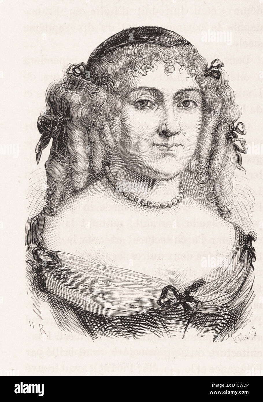 Portrait of Madame de Sévigné - French engraving XIX th century Stock Photo