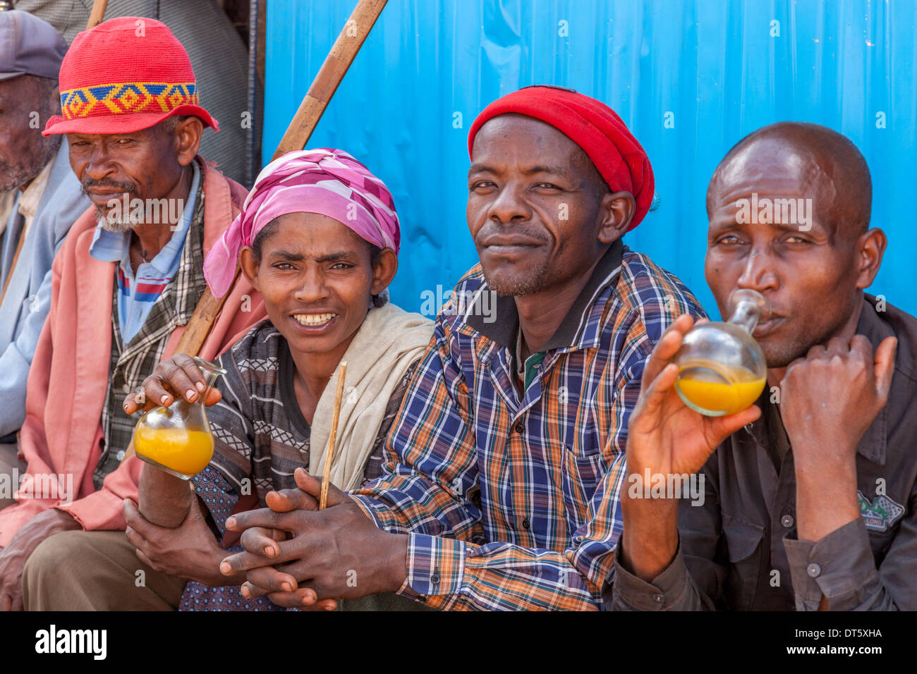 Dorze People Drinking Tej (Honey Wine) At The Thursday Market In The