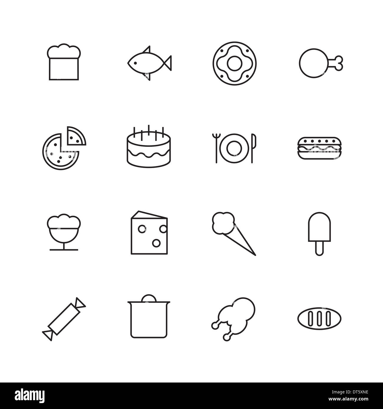Thin Line Icons For Food. Raster version Stock Photo - Alamy
