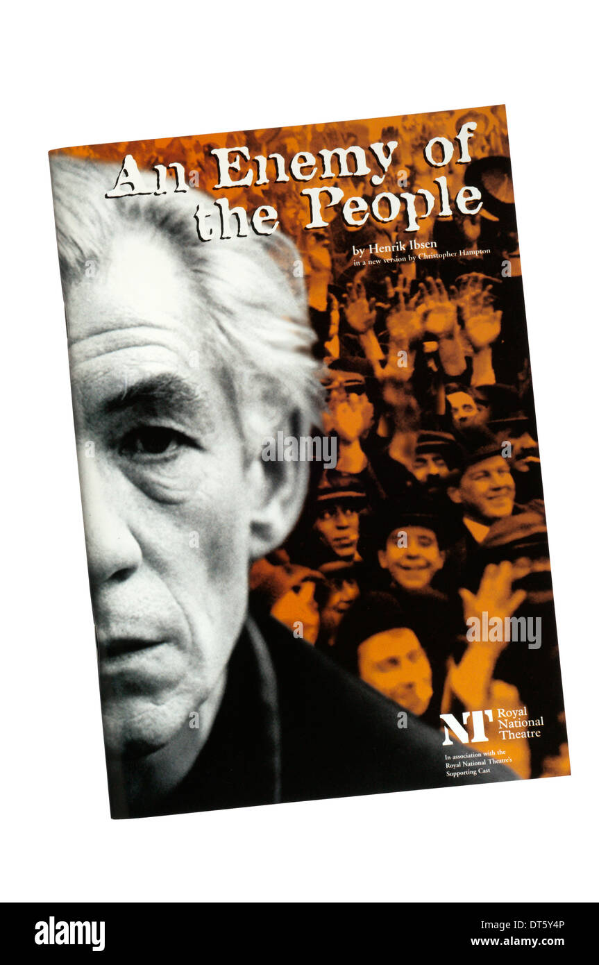 Programme for the 1998 production of An Enemy of the People by Henrik Ibsen at the Olivier Theatre. Stock Photo