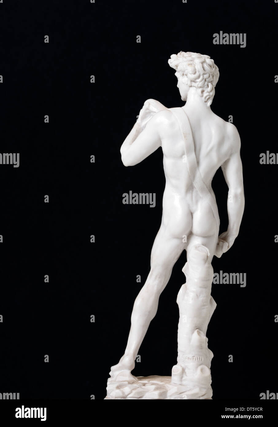 Rear View Replica Statue of David originally sculpted by the renaissance Italian artist Michelangelo Stock Photo