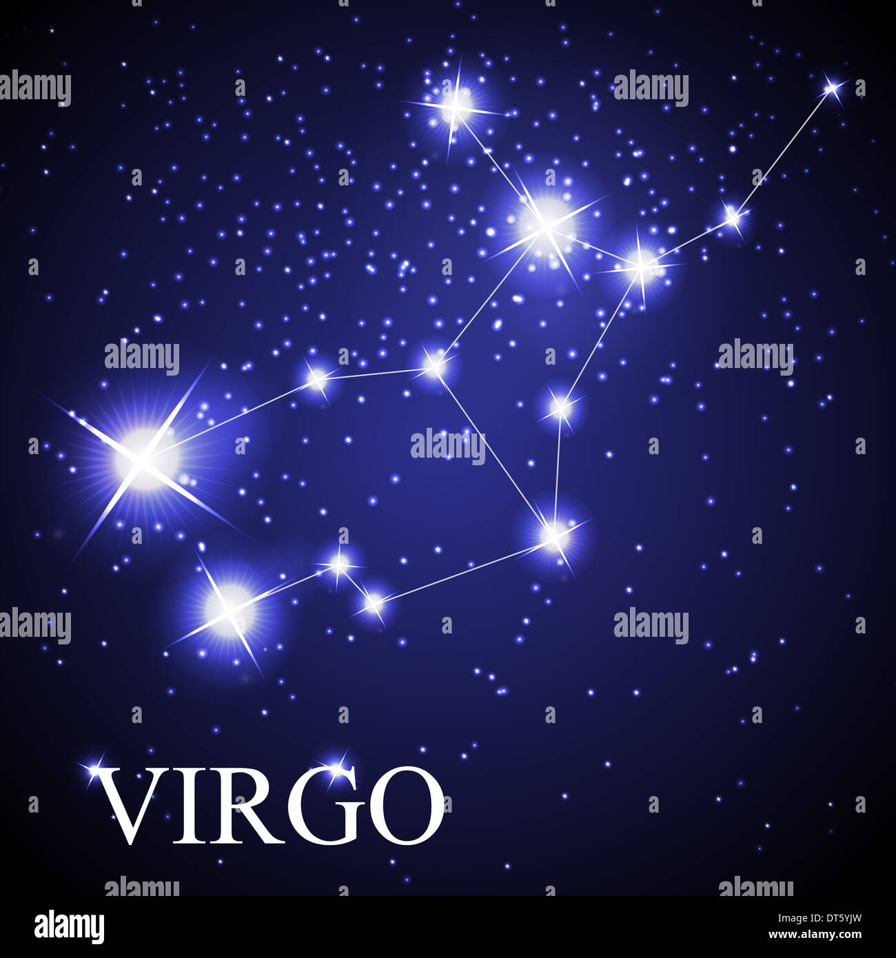Virgo zodiac sign of the beautiful bright stars on the background of