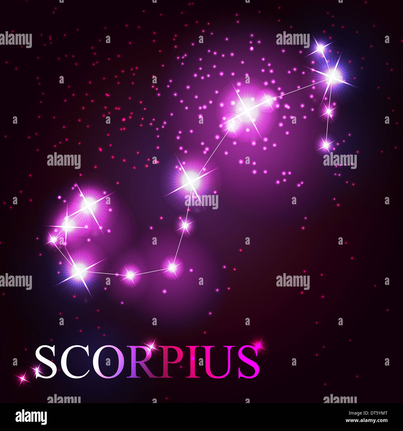 Scorpius zodiac sign of the beautiful bright stars on the background of cosmic sky Stock Photo