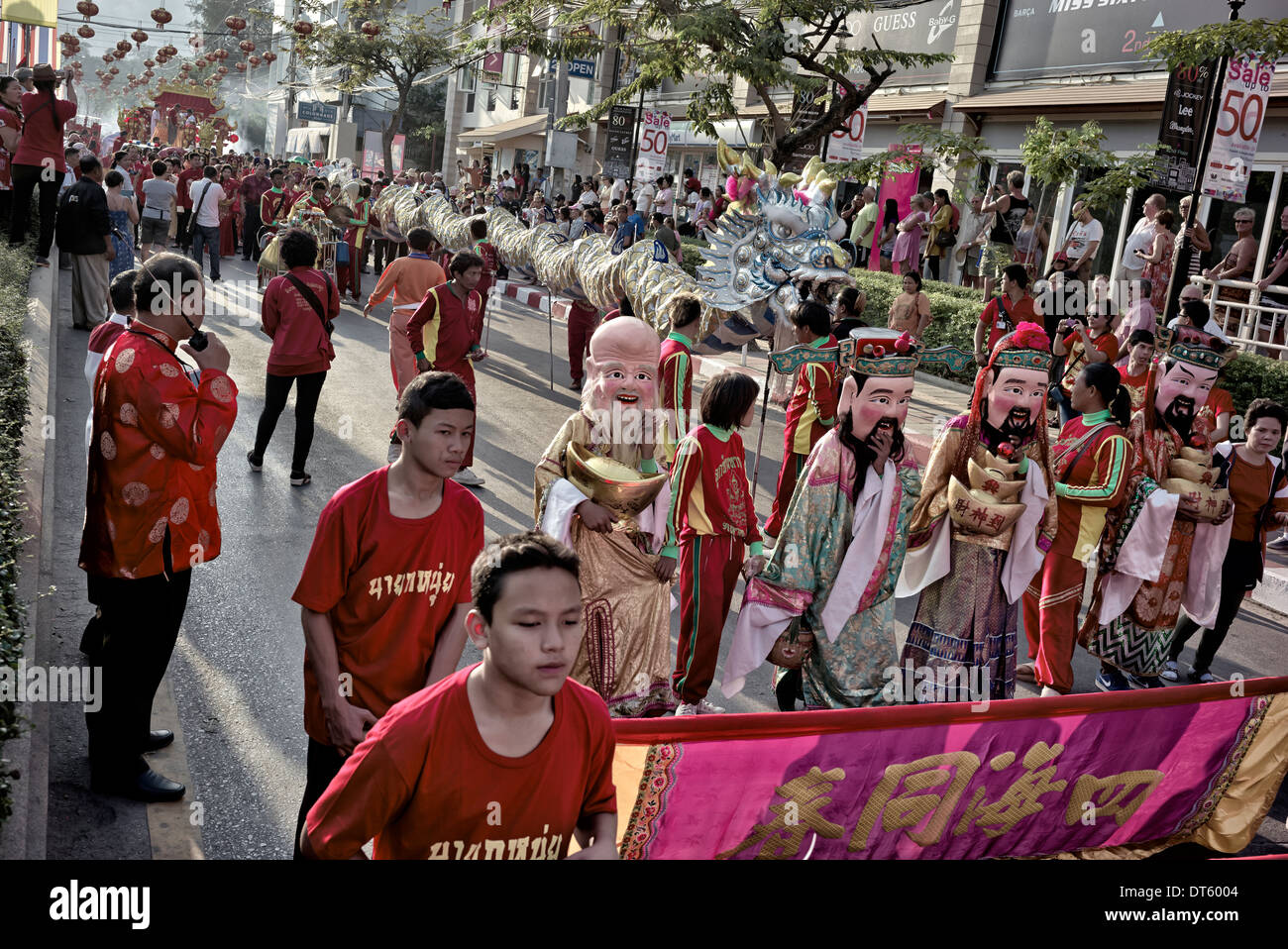 Chinese New Year street parade. Hua Hin Thailand S. E. Asia 2014 Stock Photo