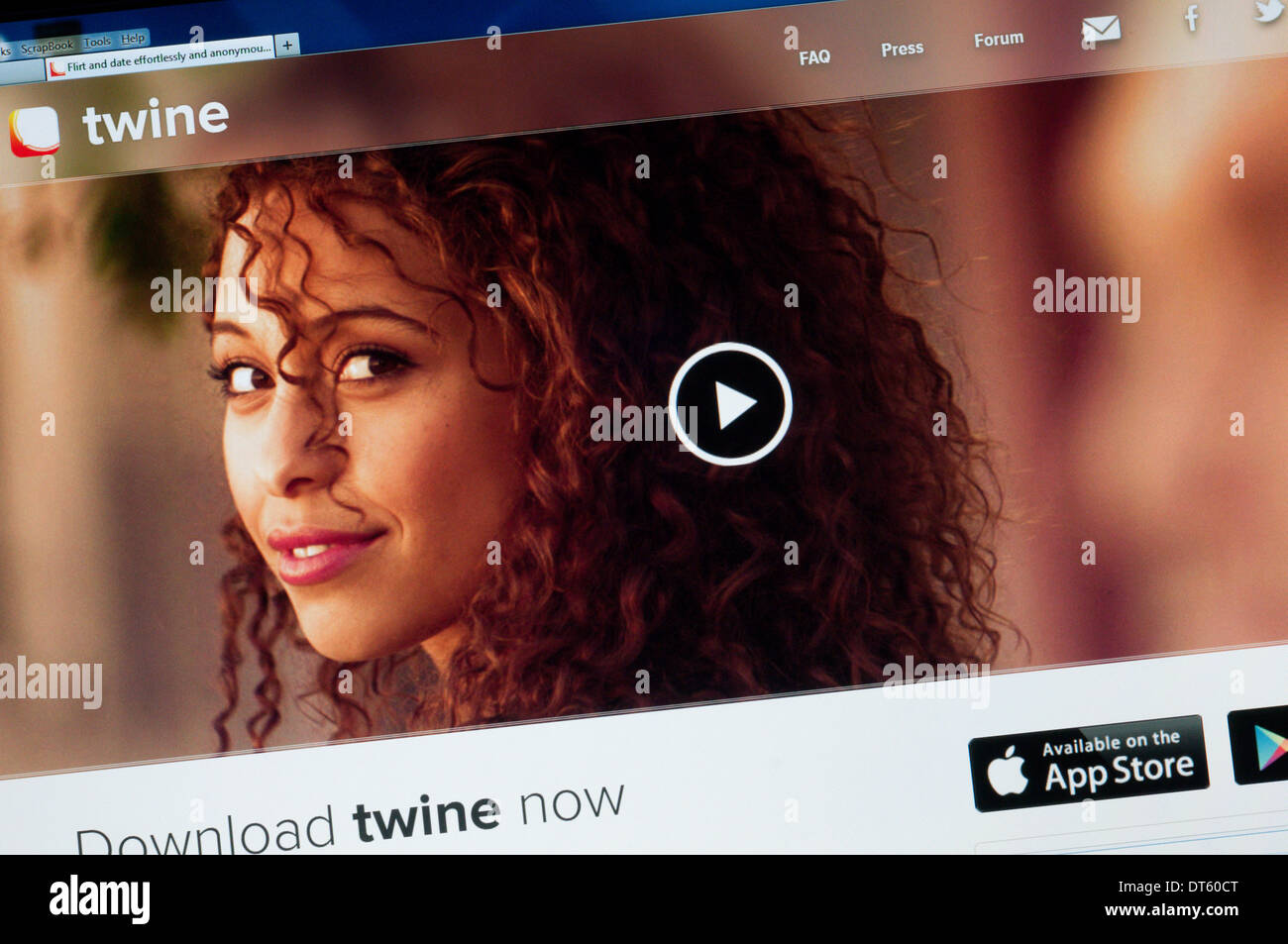 The website of Twine an online dating app. Stock Photo