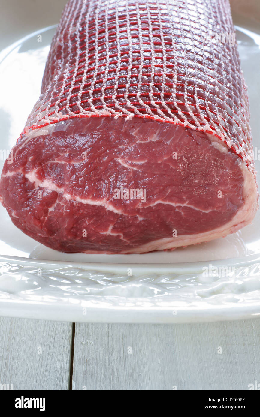 Beef roasting joint iready to be cooked Stock Photo Alamy