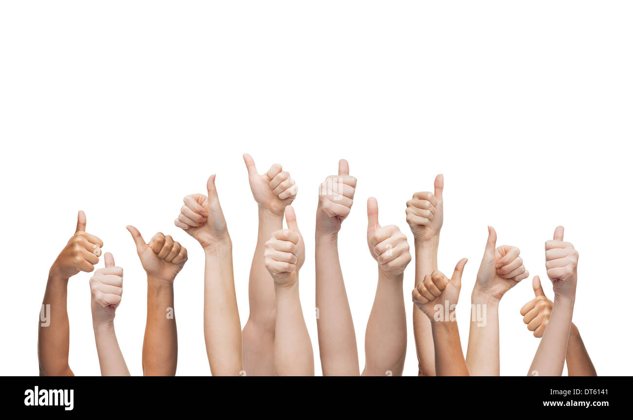 human hands showing thumbs up Stock Photo