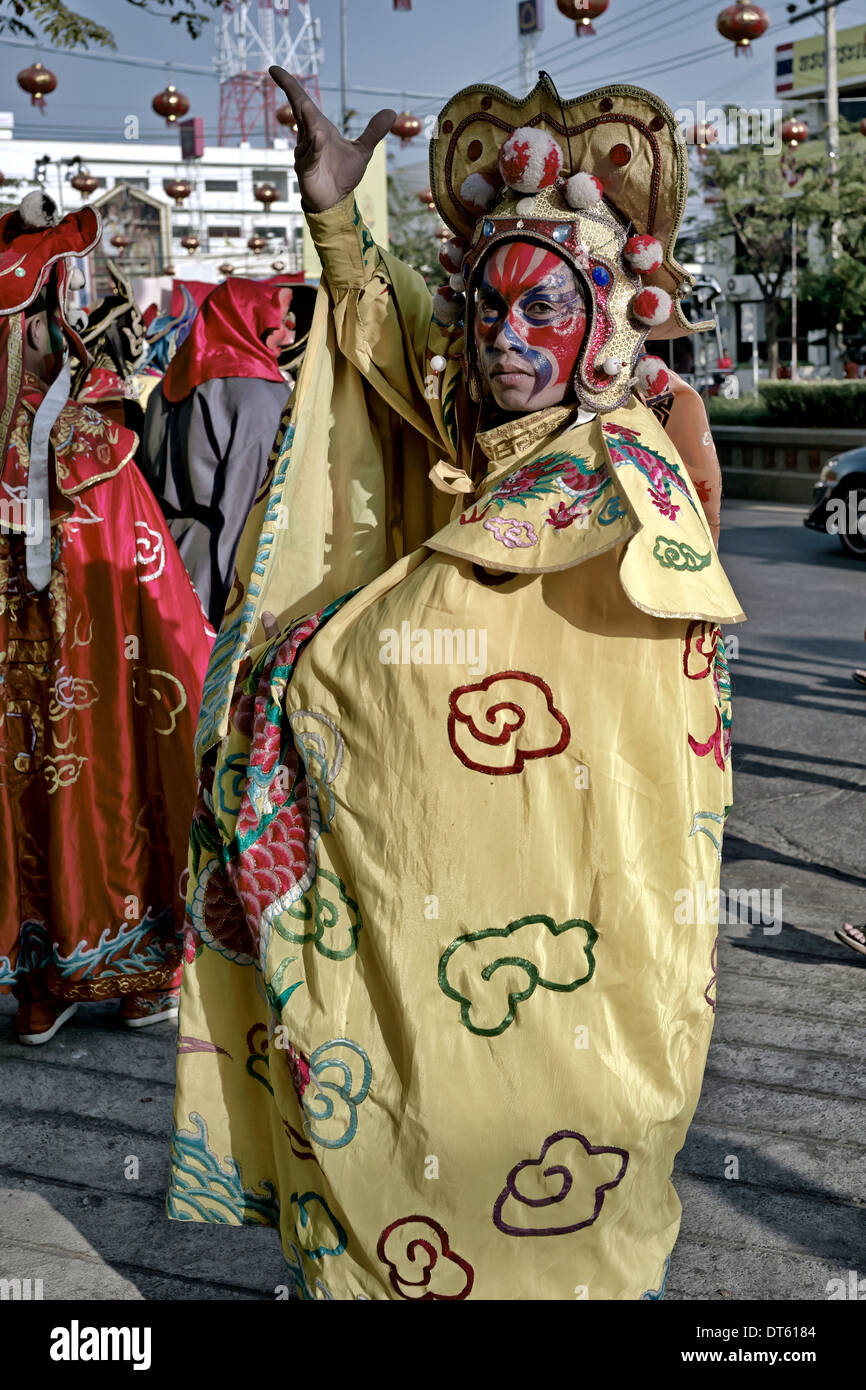 Chinese New Year. Street entertainer in traditional costume at a ...