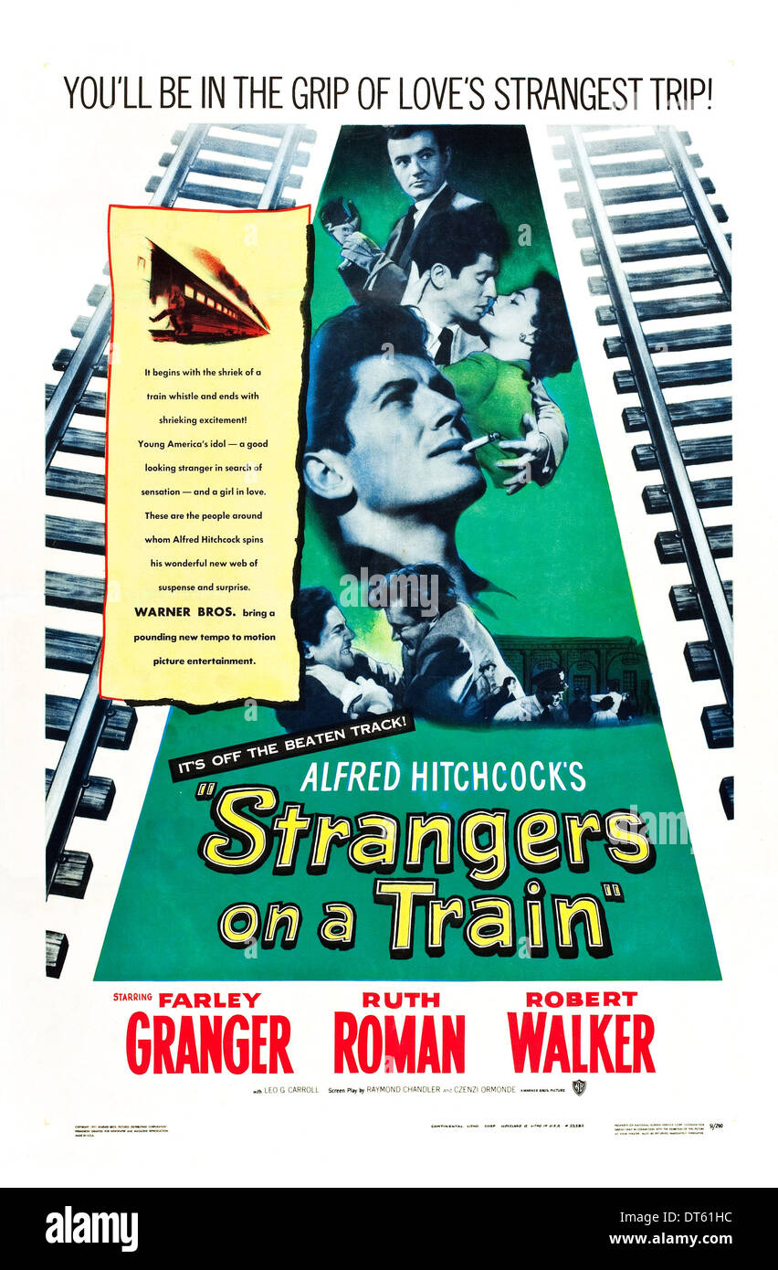 ROBERT WALKER, RUTH ROMAN, FARLEY GRANGER POSTER, STRANGERS ON A TRAIN, 1951 Stock Photo