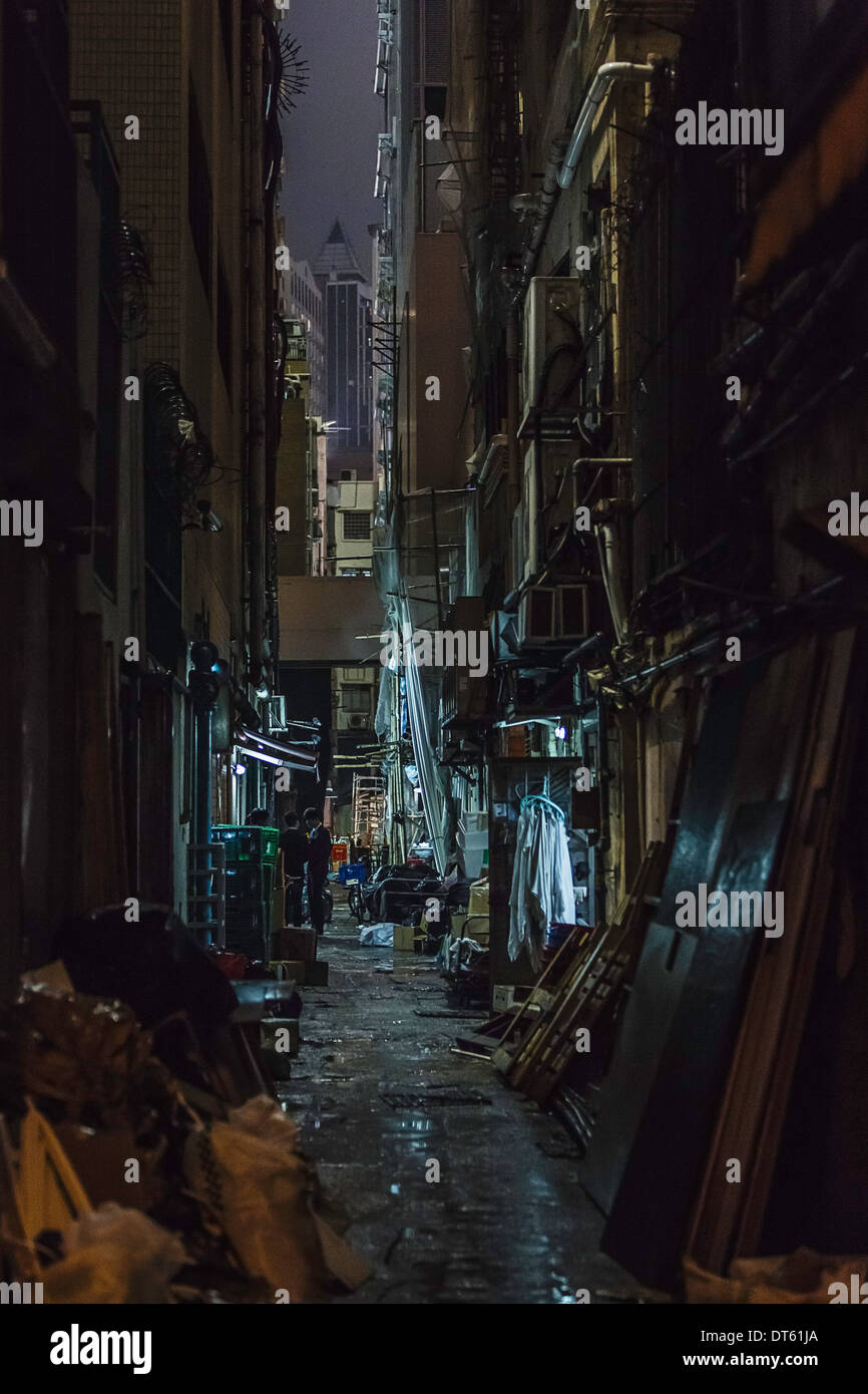 Dark Alleyway At Night Hong Kong China Stock Photo Alamy