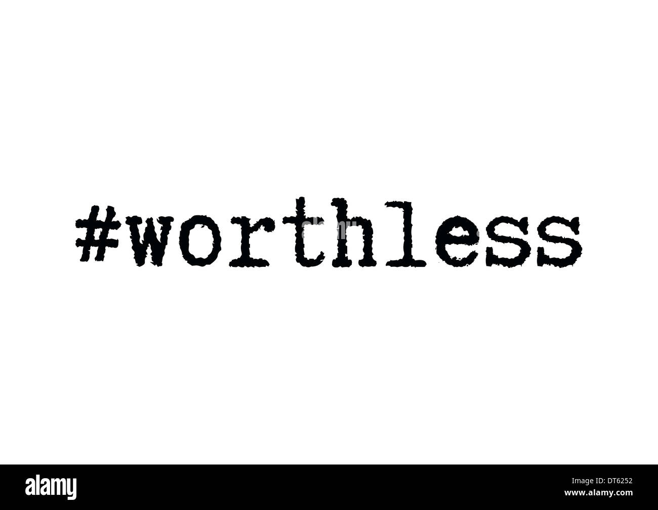 Selfharm keywords that are used in social media such as instagram and tumblr : worthless Stock Photo