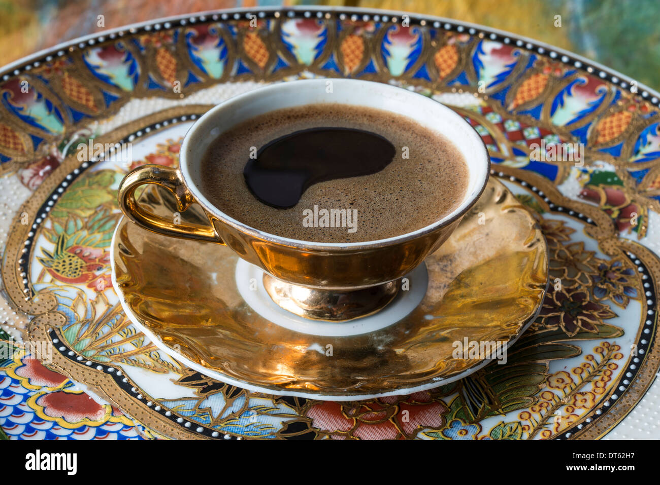 Traditional Greek Coffee, Ellinikos Kafes, Athens, Greece. Shown here is a  briki, the pot used to brew the coffee on hot sand Stock Photo - Alamy