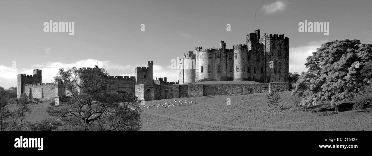 Summer, Alnwick Castle, River Aln, Alnwick Town, Northumbria County