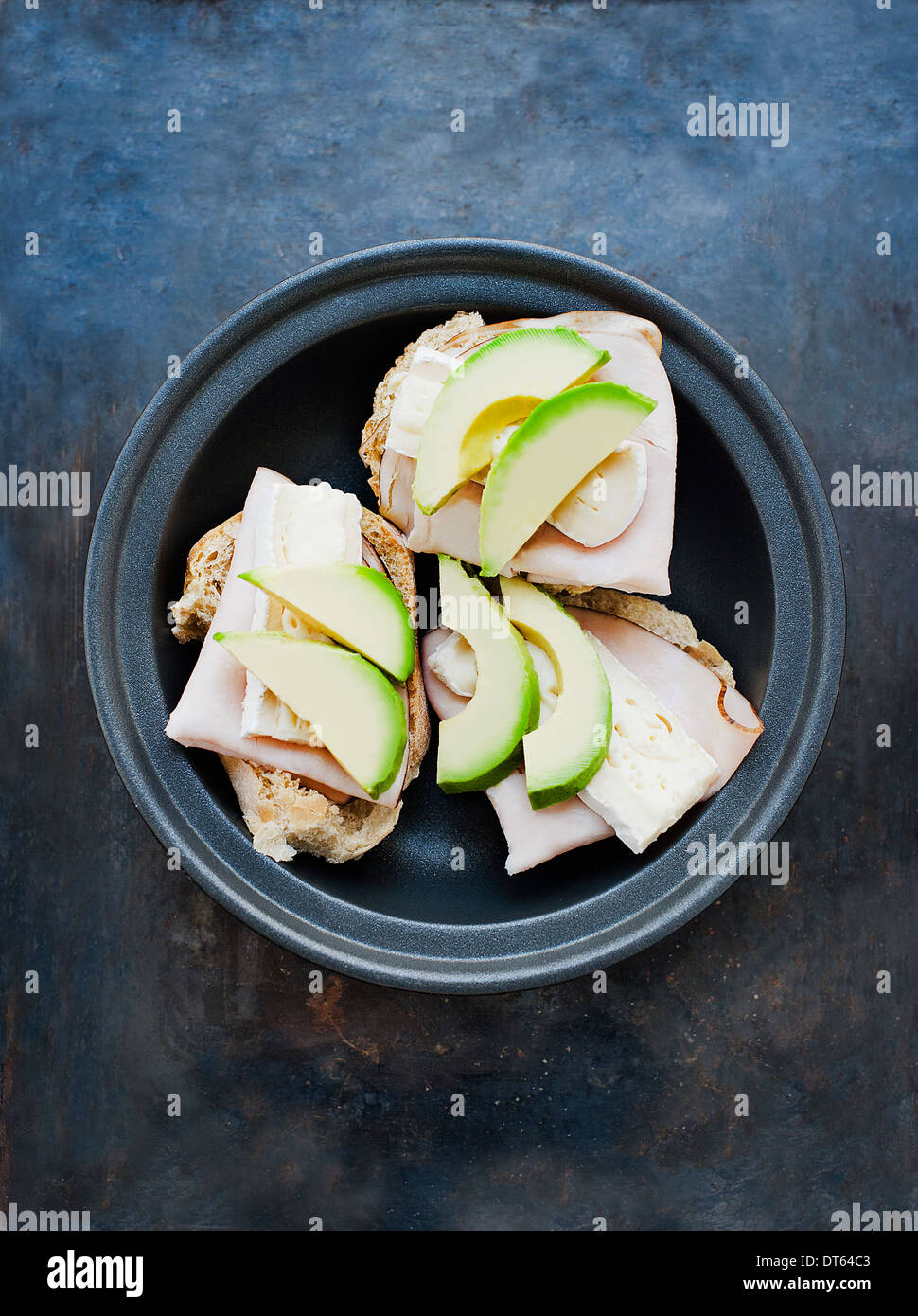 Open sandwich with avocado Stock Photo