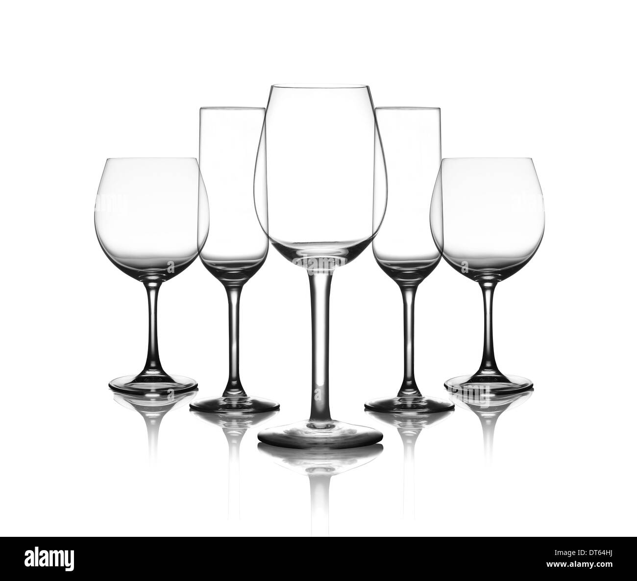collection of cup glasses isolated on a white background Stock Photo