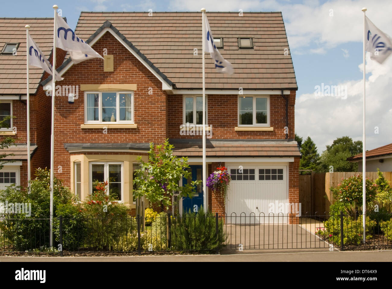 New build red brick detached house Stock Photo