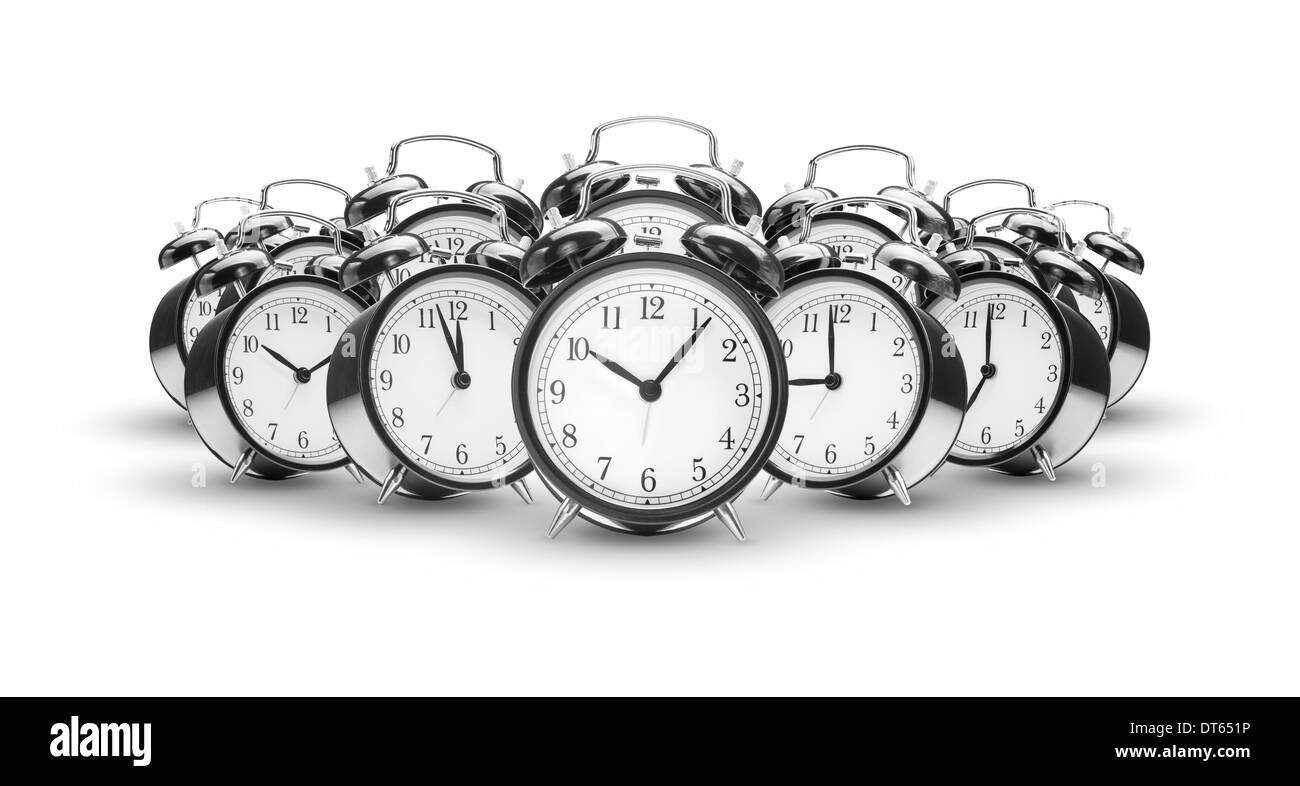 alarm clocks isolated on white background Stock Photo Alamy
