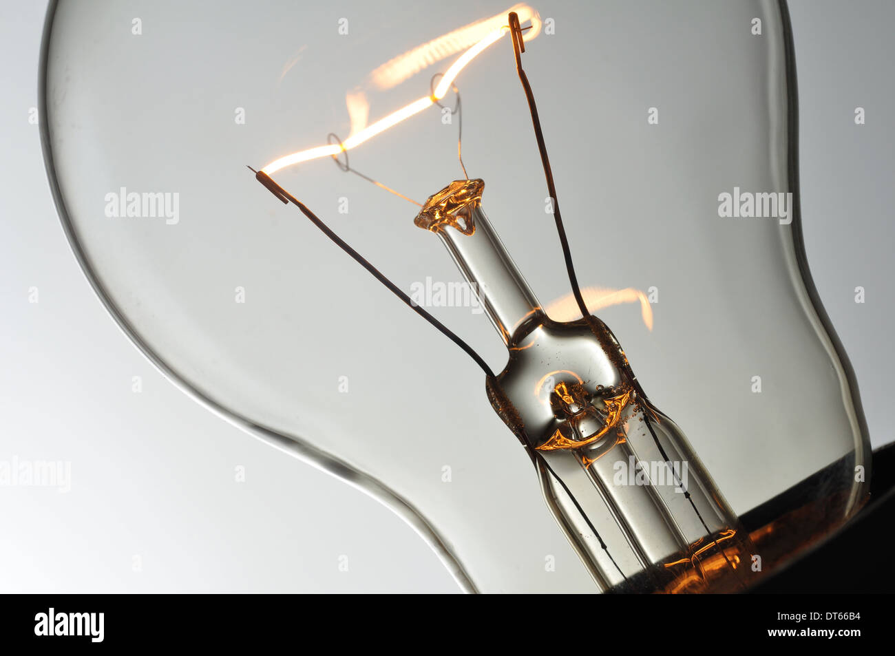 Close up glowing light bulb Stock Photo