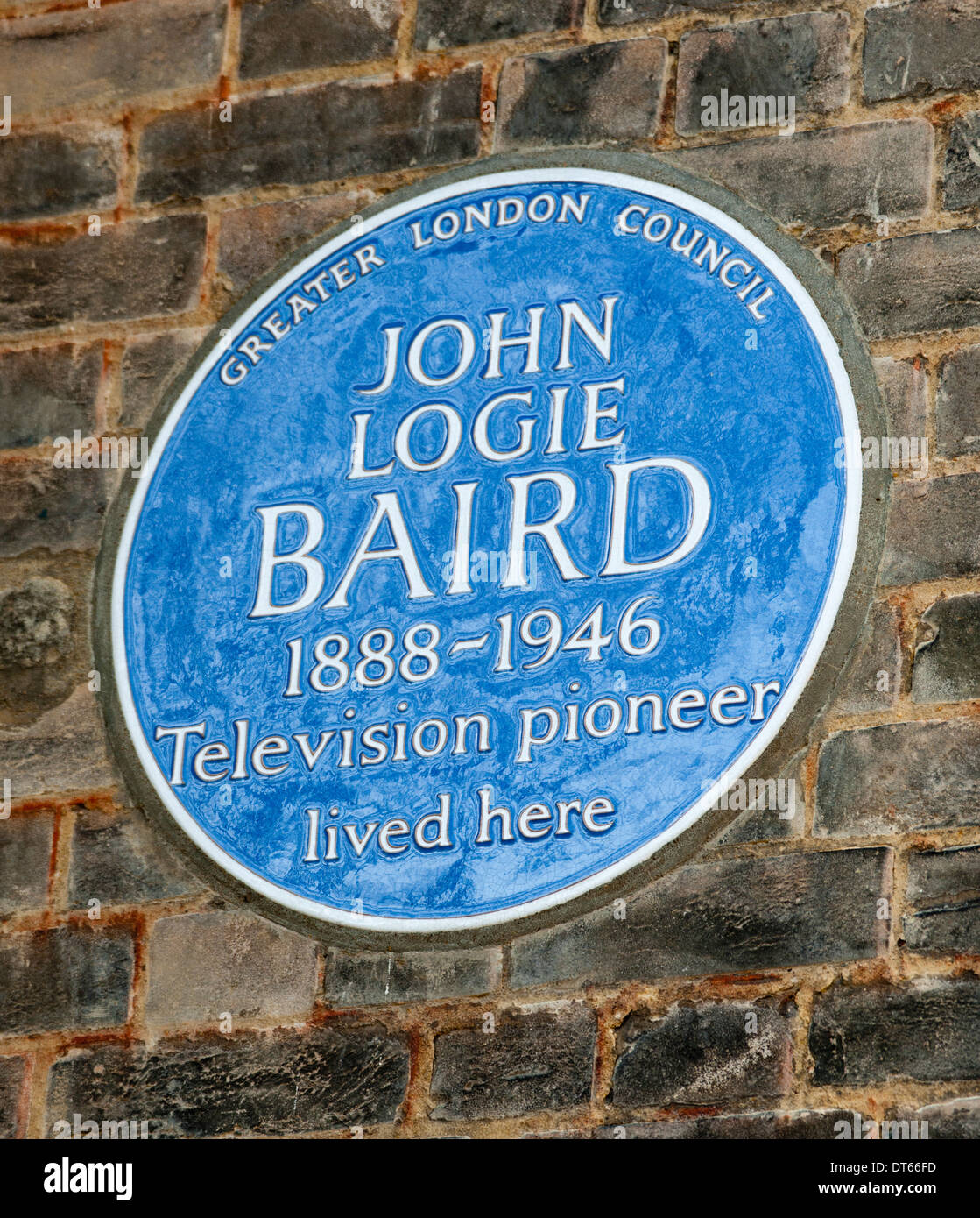 Blue Plaque for John Logie Baird at 3 Crescent Wood Road, Sydenham, London, England, UK. Stock Photo