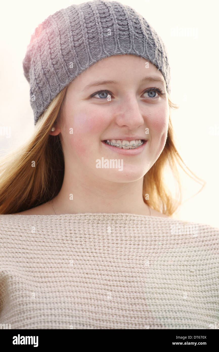 Close up outdoor portrait of a teenage girl Stock Photo