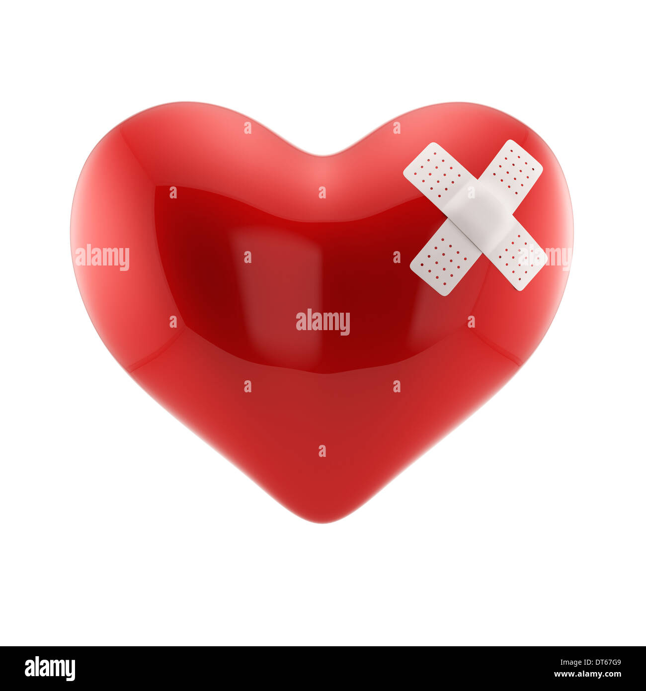 3d Render Of Red Heart Shape With White Cross Plaster Love Concept Stock Photo Alamy