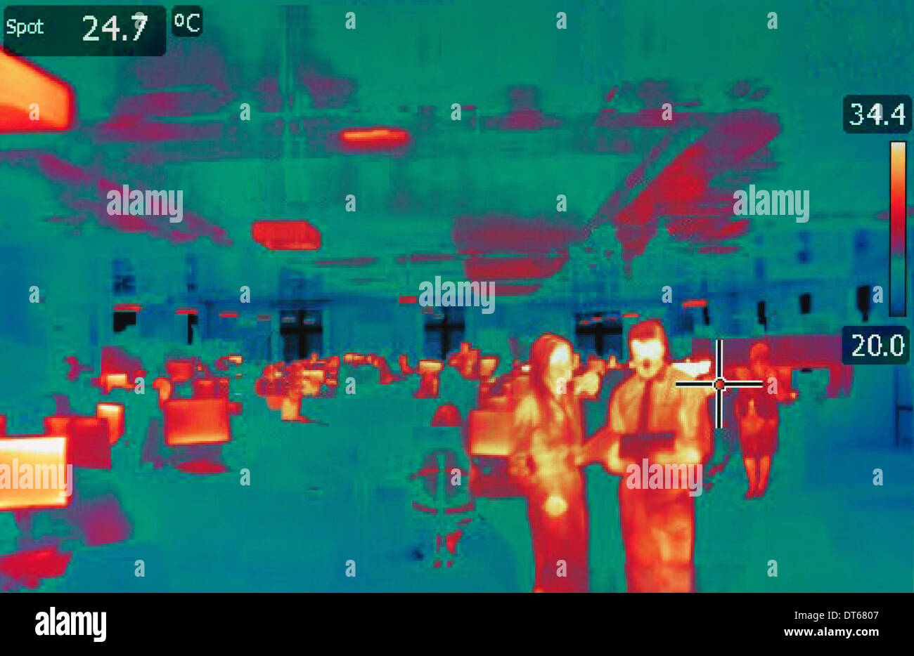 Infrared heat image of office Stock Photo