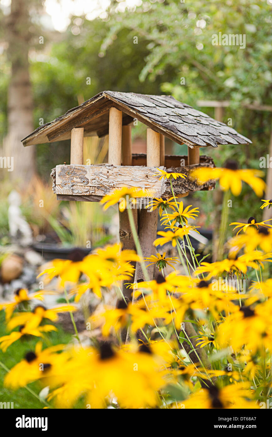 Wooden birdhouse in garden Stock Photo Alamy