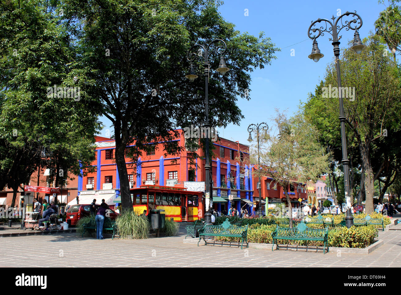 Main square at Coyoacan, Mexico City, DF Stock Photo
