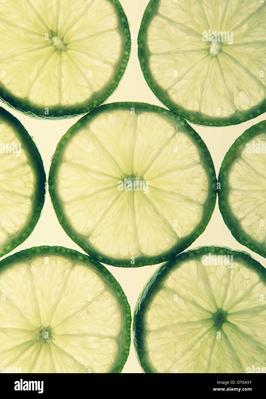 Organic lime slices on white background Stock Photo