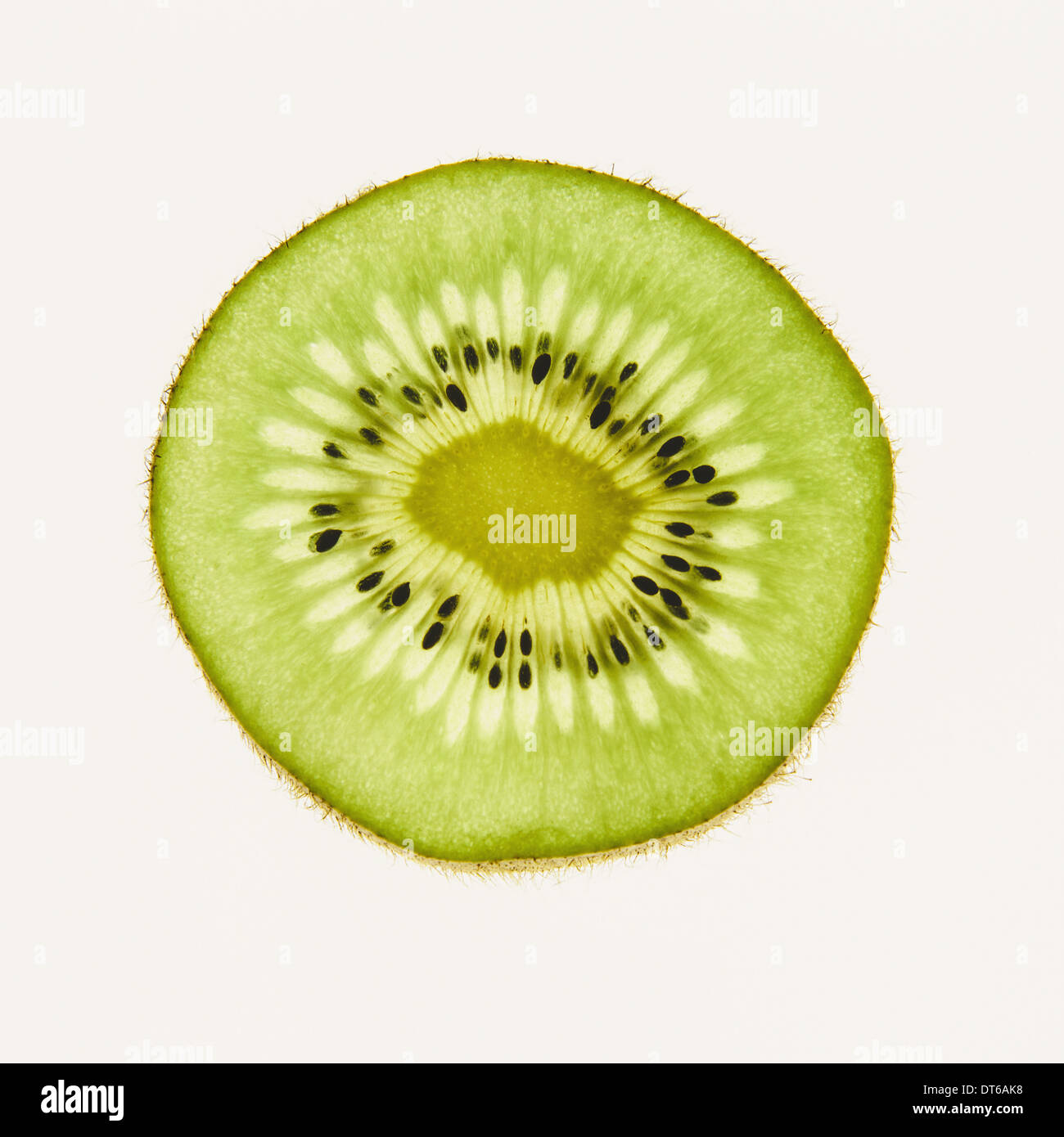 Organic kiwi slice, white background Stock Photo