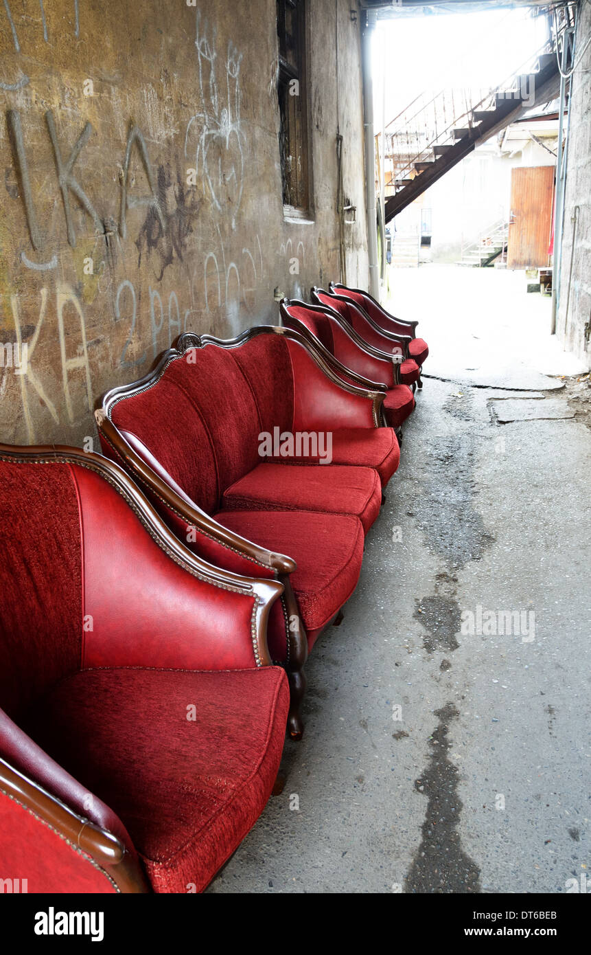 Sofas in the street, Batumi, Republic of Georgia Stock Photo