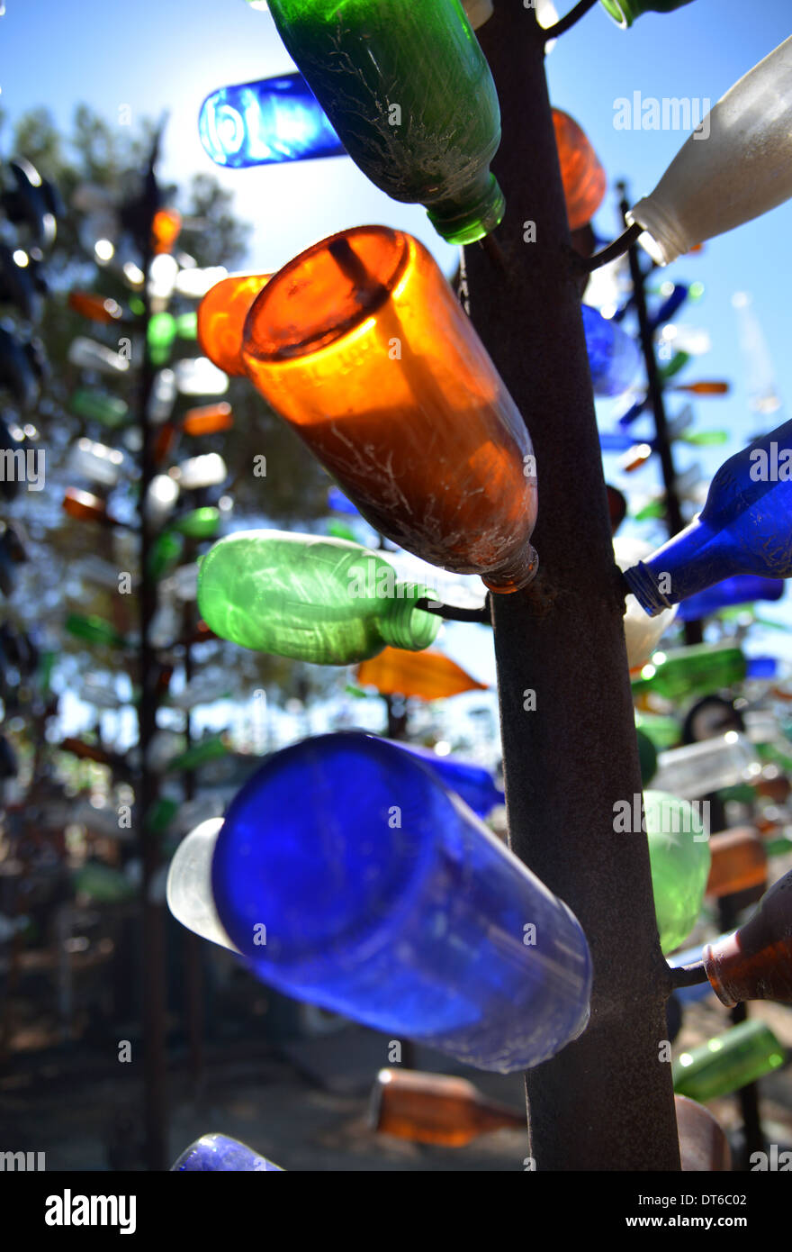Elmer Long's Bottle Tree Ranch a Route 66 landmark in Mojave County