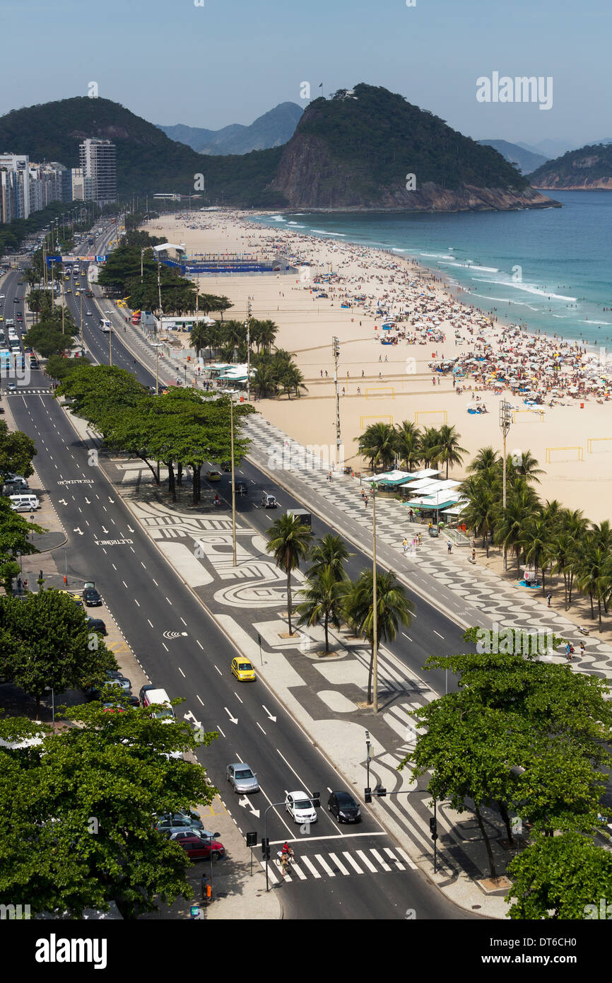 View of Copacabana beach, Rio De Janeiro, Brazil Stock Photo