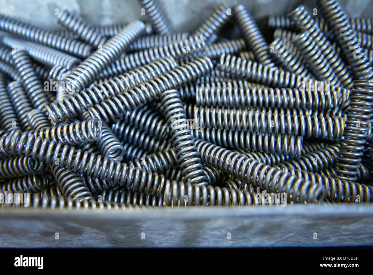 Close up of large amount of springs in testing laboratory Stock Photo