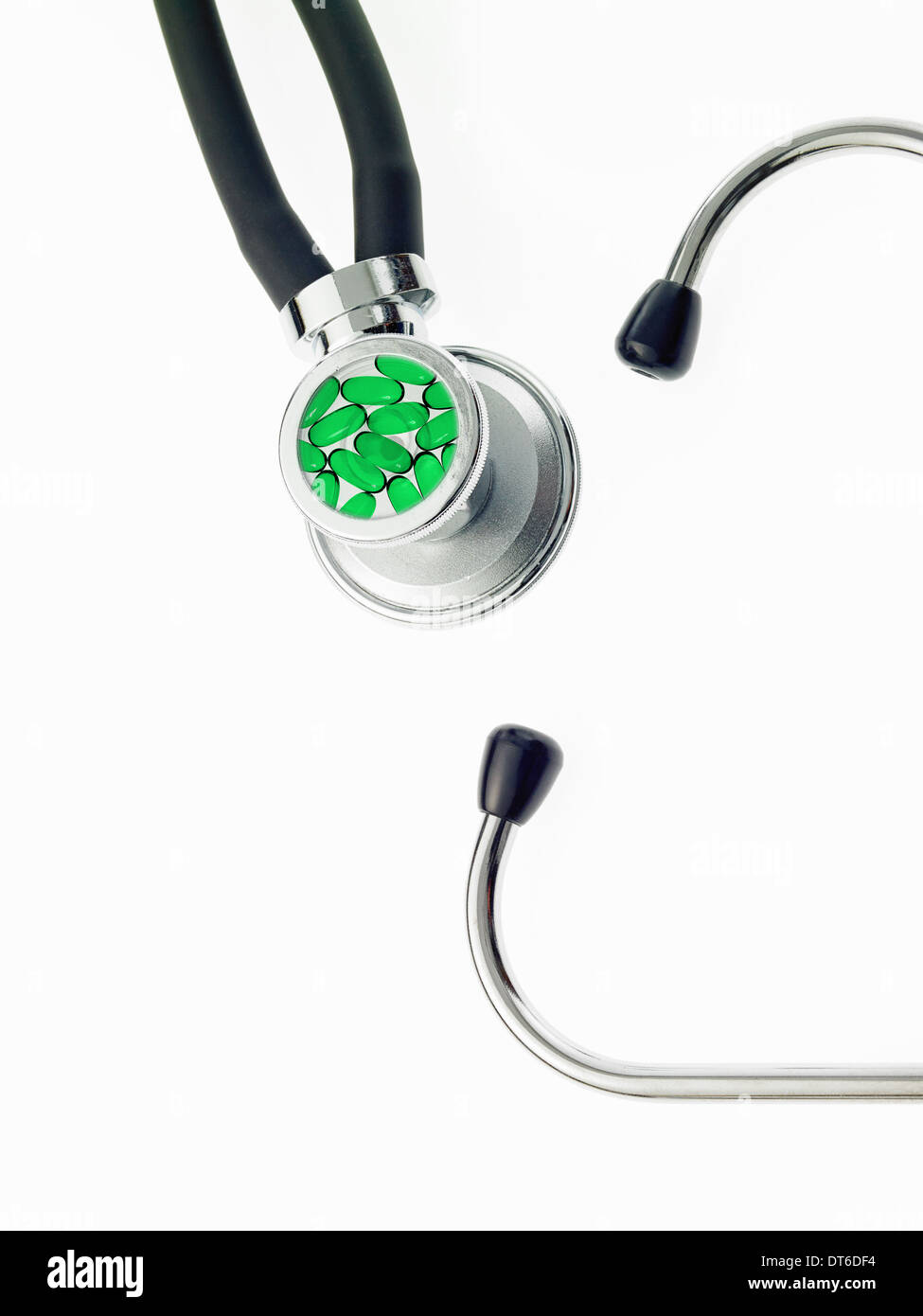 A doctor's stethoscope, a diagnostic instrument for assessment of