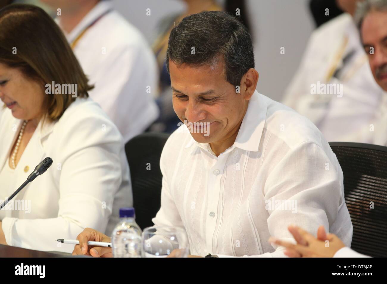 Cartagena. 10th Feb, 2014. Peru's President Ollanta Humala attends the 8th Summit of the Pacific Alliance in the northern Colombian city of Cartagena, Feb. 10, 2014. © Hou Xiwen/Xinhua/Alamy Live News Stock Photo