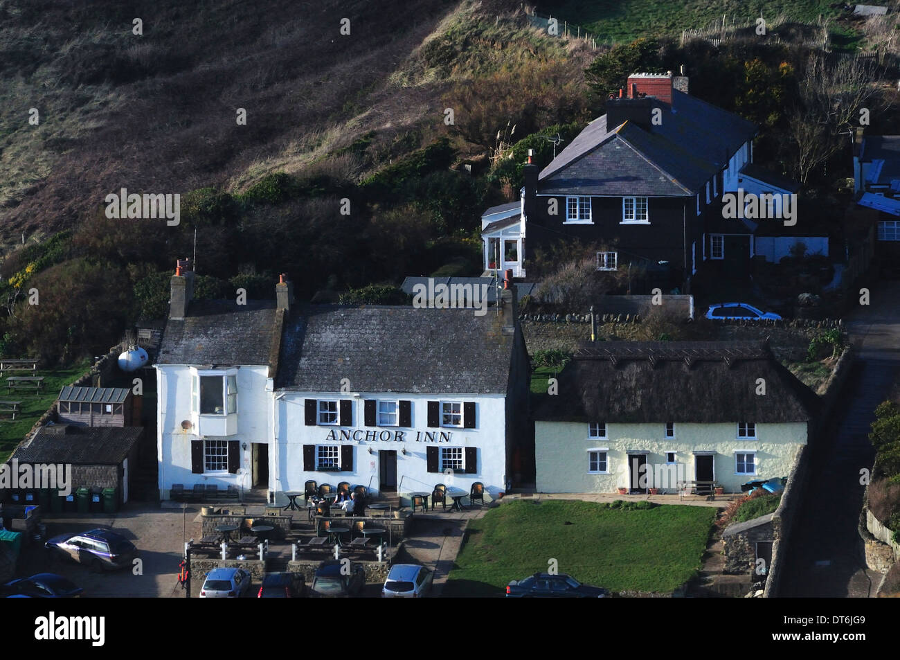 The Anchor pub at Seatown on the Jurassic coast Dorset UK Stock Photo
