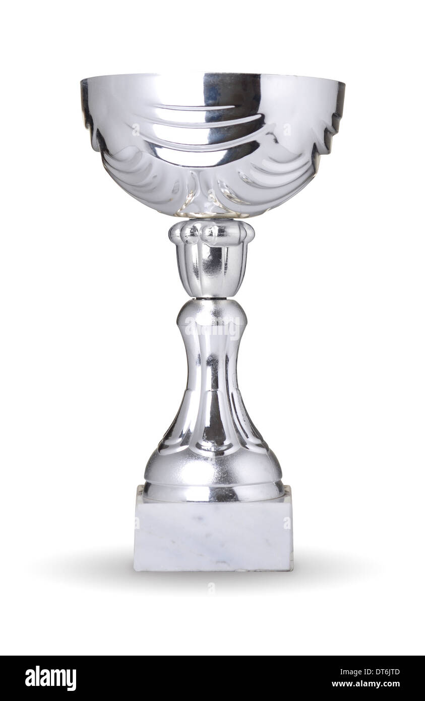 champion silver trophy isolated on white Stock Photo