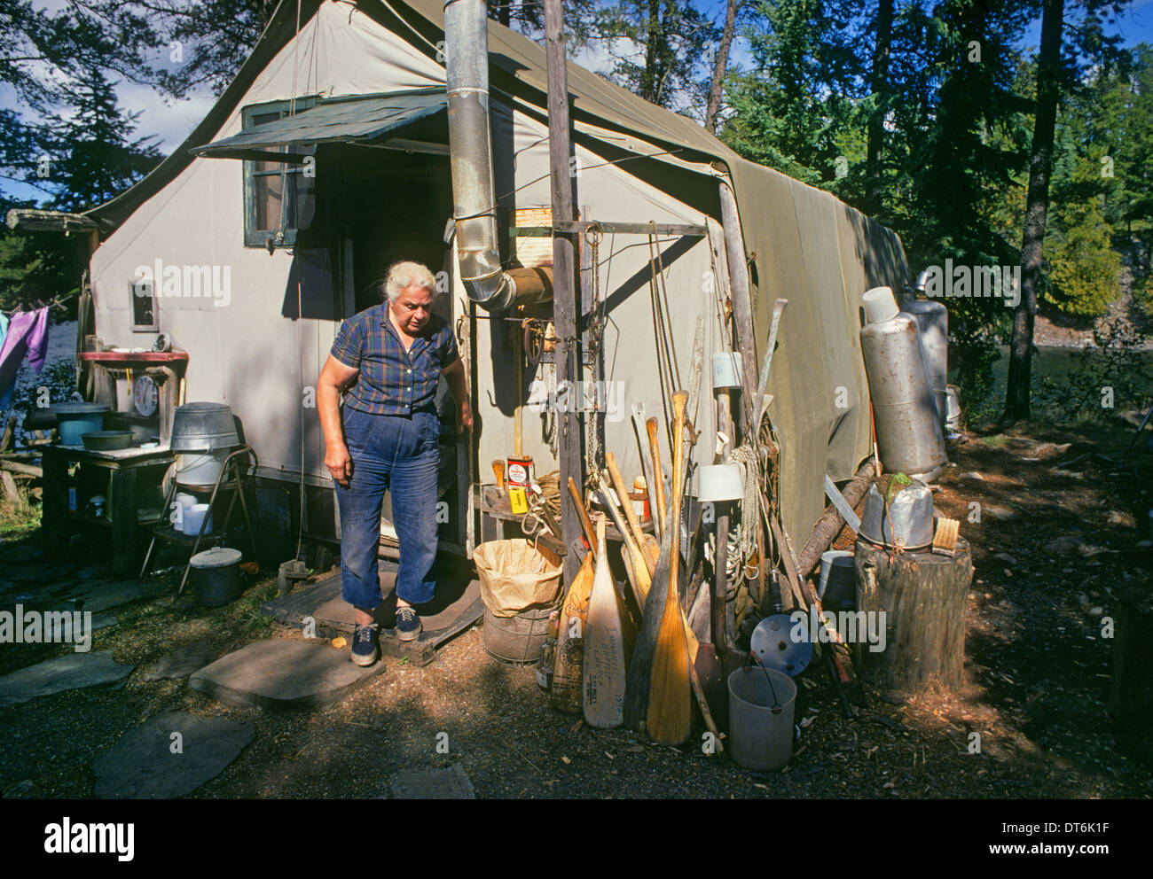 A portrait of hermit Dorothy Molter, the Root Beer Lady, who lived alone on an island in Knife Lake in the Million Acre Boundary Waters Canoe Area, MN Stock Photo