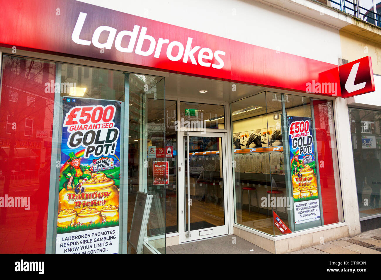 Ladbrokes betting bookie bookies shop front facade building Kingston upon Hull, East Riding, Yorkshire, UK, England GB Stock Photo