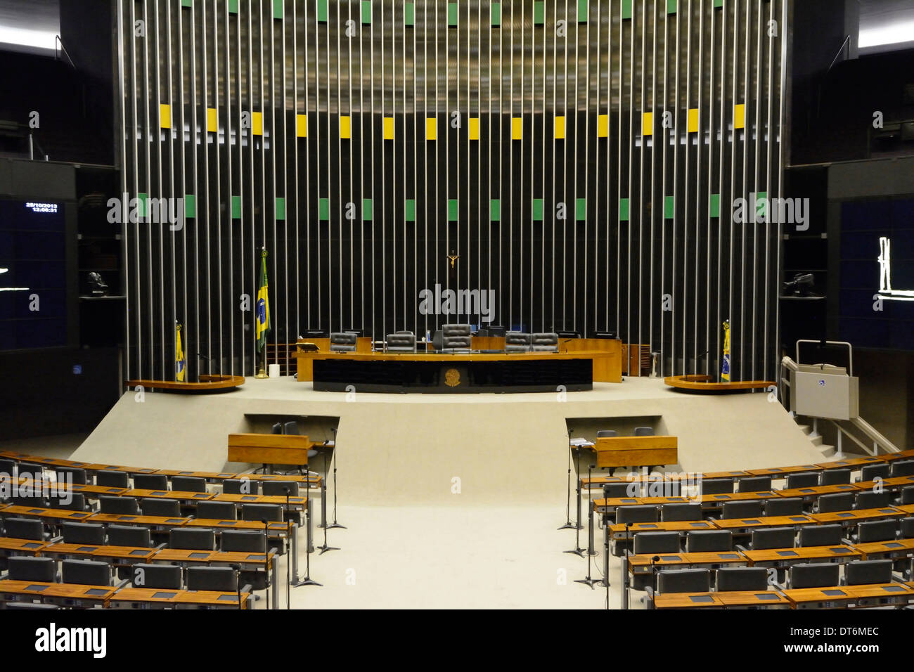 Interior of the Brazilian Chamber of Deputies is a federal legislative body and the lower house of the National Congress of Brazil (Brazilian Parliame Stock Photo